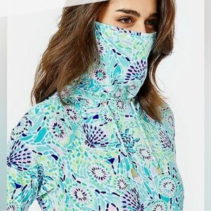 Lilly Pulitzer Sz XXL Chillylilly Lilblock Popover Hoodie UPF 50 Blue ibiza NWT
